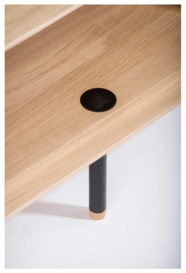 Черна/естествена маса за телевизор от масивен дъб 200x48 cm Fina – Gazzda