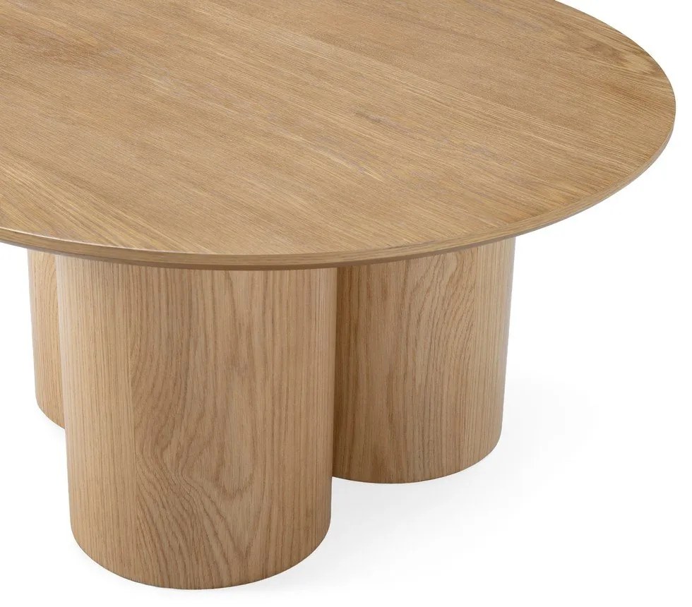 Кръгла масичка за кафе от декор от дъб в естествен цвят ø 80 cm Lua – MOME