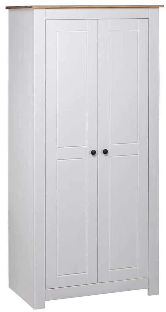 282666 vidaXL Гардероб, бял, 80x50x171,5 см, бор масив, стил Панама
