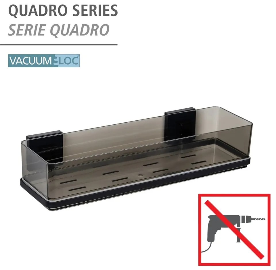 Черен самозалепващ пластмасов рафт за баня Quadro – Wenko
