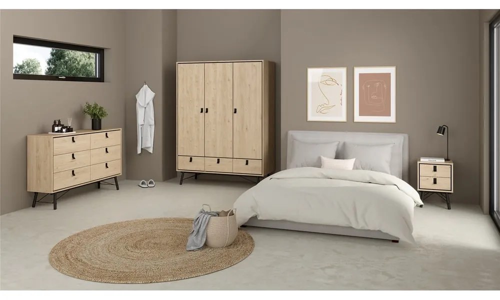 Нощно шкафче в дъбов декор в естествен цвят Ry - Tvilum