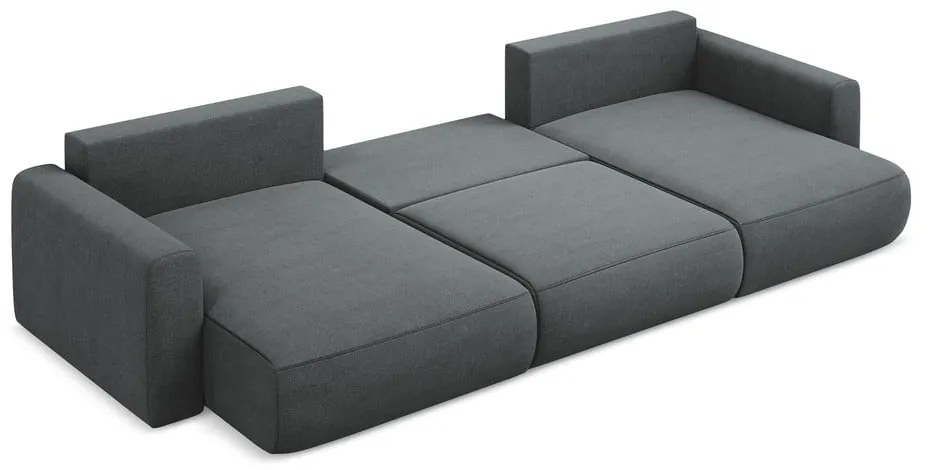 Тъмносив разтегателен ъглов диван с място за съхранение (U форма) Kapua – Makamii