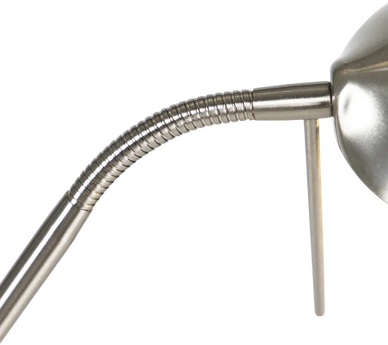 Подова лампа стомана с лампа за четене с димируема LED в Келвин - Diva