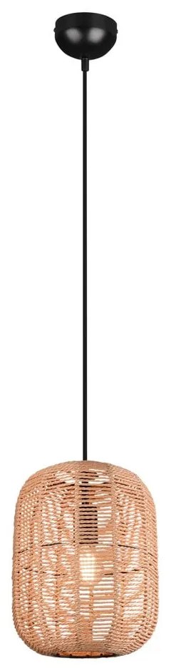 Светлокафяво висящо осветително тяло с текстилен абажур ø 25 cm Runa – Trio