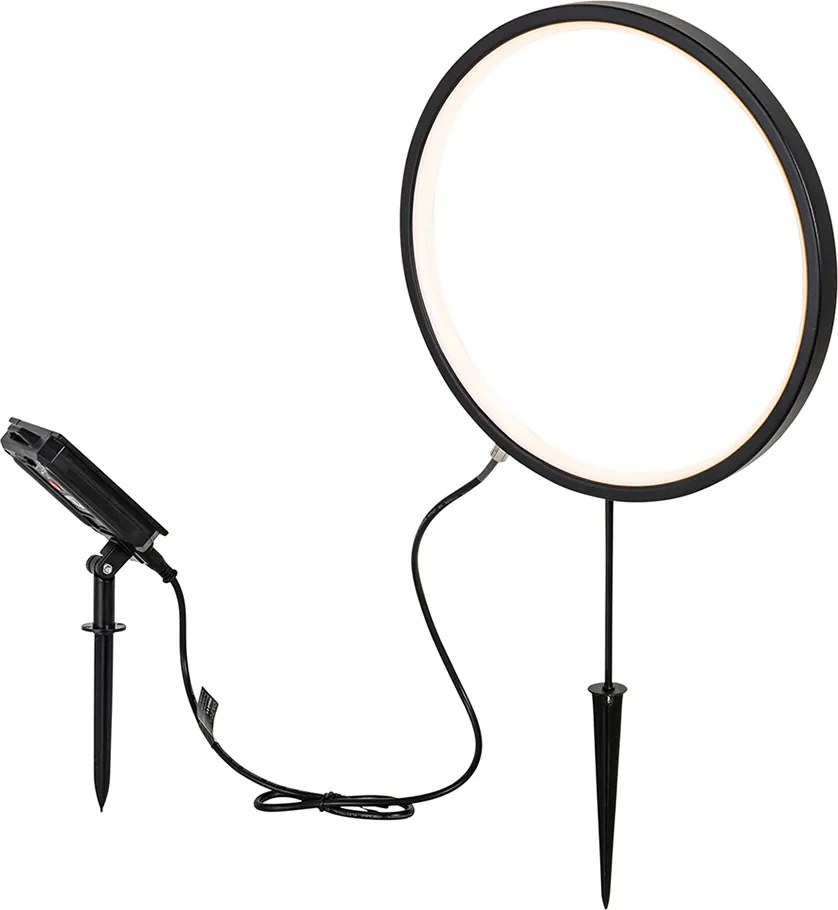 Шпикова лампа черна 60 см с презареждаема LED и слънчева IP65 - Adalind