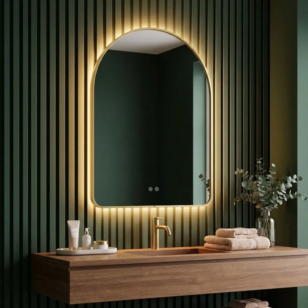 Огледало LED 80x60cm CAMLOT Brush Gold