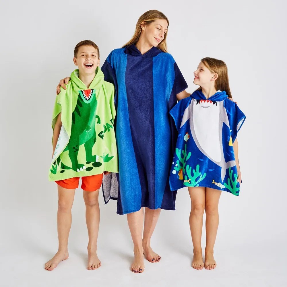 Синьо памучно пончо на райета - Catherine Lansfield