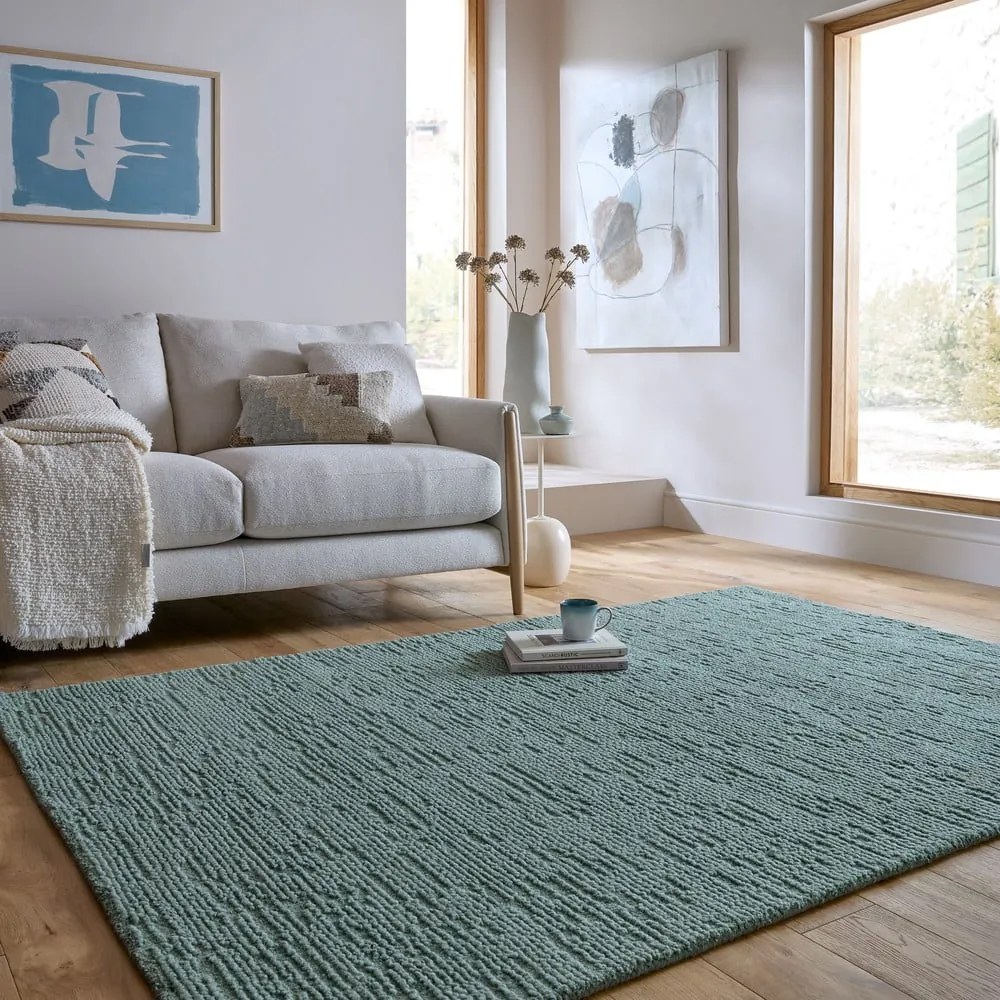 Сиво-син ръчно изработен вълнен килим 160x230 cm Harris Boucle – Flair Rugs