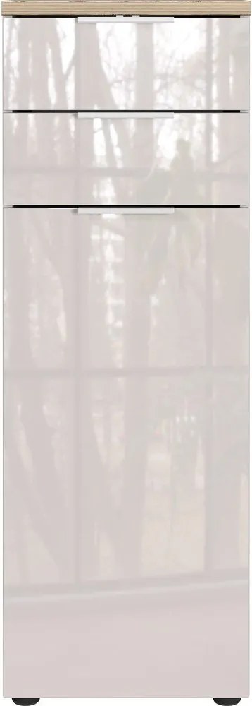 Кремав гланцов висок/тесен шкаф за баня 39x112 cm Tavira – Germania