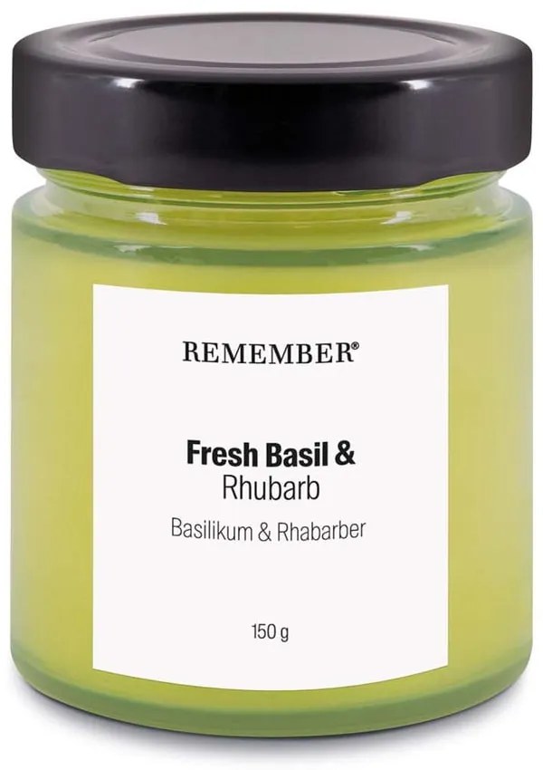 Свещ от соев восък с време на горене 35 h Fresh Basil &amp; Rhubarb – Remember