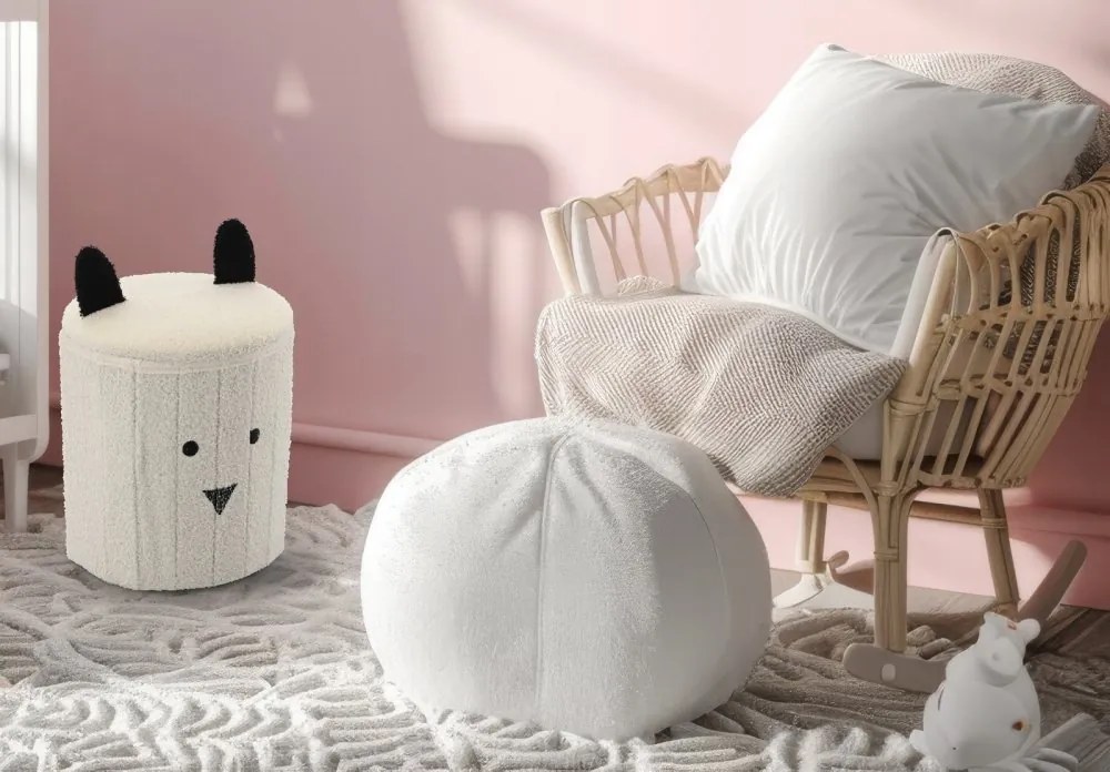 Симпатичен детски сгъваем пуф с място за съхранение розова
