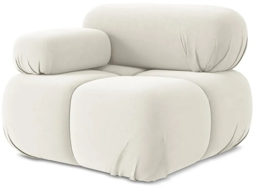 Бял кадифен модул за диван (ляв ъгъл) Lokua – Makamii