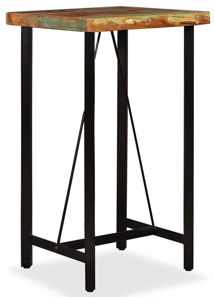 275139 vidaXL Бар комплект, 3 части, регенерирано дърво масив естествена кожа