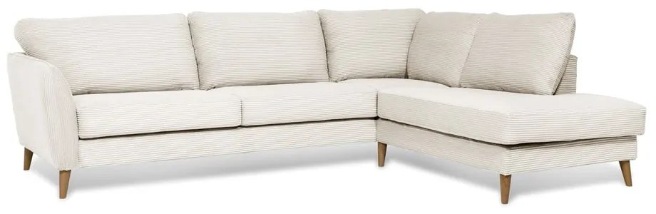 Бял ъглов диван от рипсено кадифе (десен ъгъл) Paris – Scandic