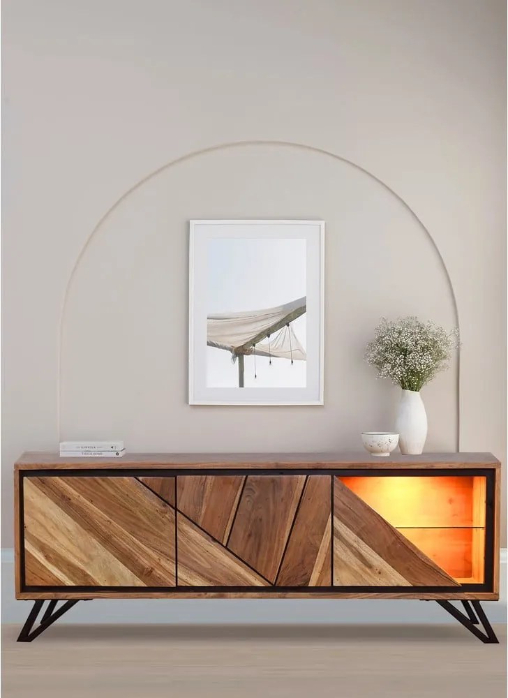 Маса за телевизор от масивна акация в естествен цвят 150x51x40 cm Ambala – Interia Home &amp; Living