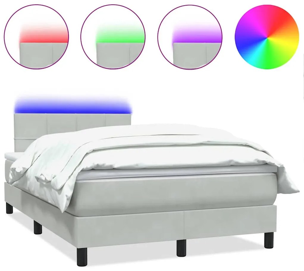 3316916 vidaXL Боксспринг легло с матрак и LED, розова, 90x220 см, кадифе