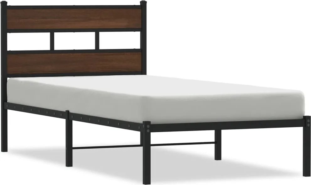 4017147 vidaXL Рамка за легло, без матрак, с табла, кафяв дъб, 107x203 см