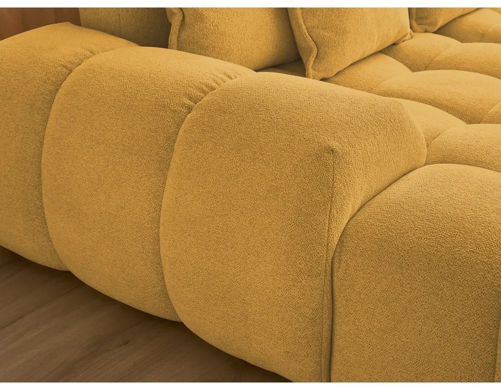 Шенилов сгъваем/с място за съхранение ъглов диван в цвят горчица (десен ъгъл/U форма) Everest – Bobochic Paris