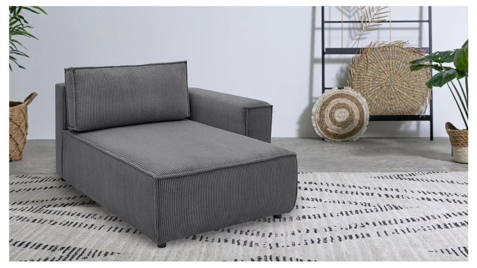 Тъмносив модул за диван от велур, десен ъгъл Nihad modular - Bobochic Paris