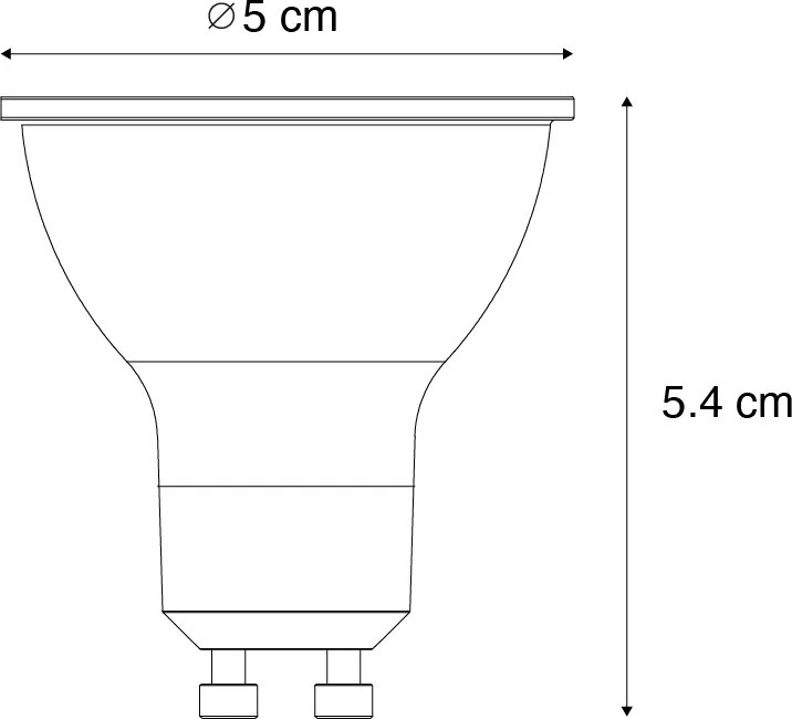 Комплект от 5 димируеми прозрачни GU10 LED крушки 50 мм 2.5W 450 lm 3000K