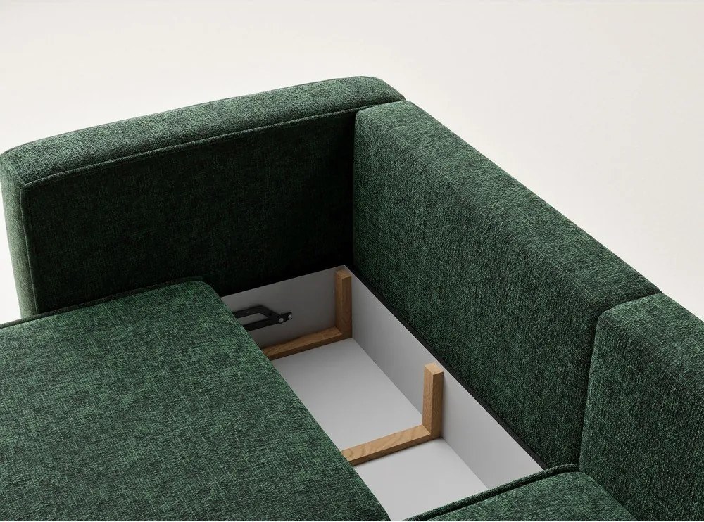Тъмнозелен шенилов сгъваем/с място за съхранение ъглов диван (десен ъгъл) Velto – Maison de Rêve