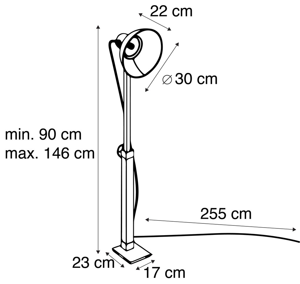 Индустриална подова лампа бронз с мангово дърво - Mangoes