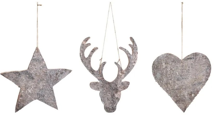 Комплект от 3 коледни висящи декорации Ecorce - Côté Table