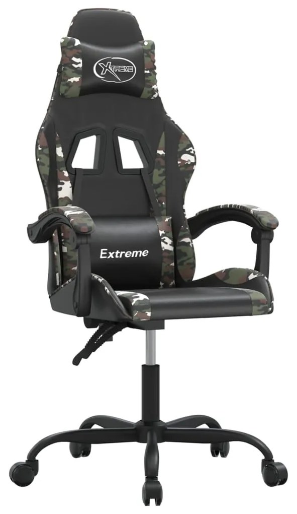 349578 vidaXL Въртящ гейминг стол, черно и камуфлаж, изкуствена кожа