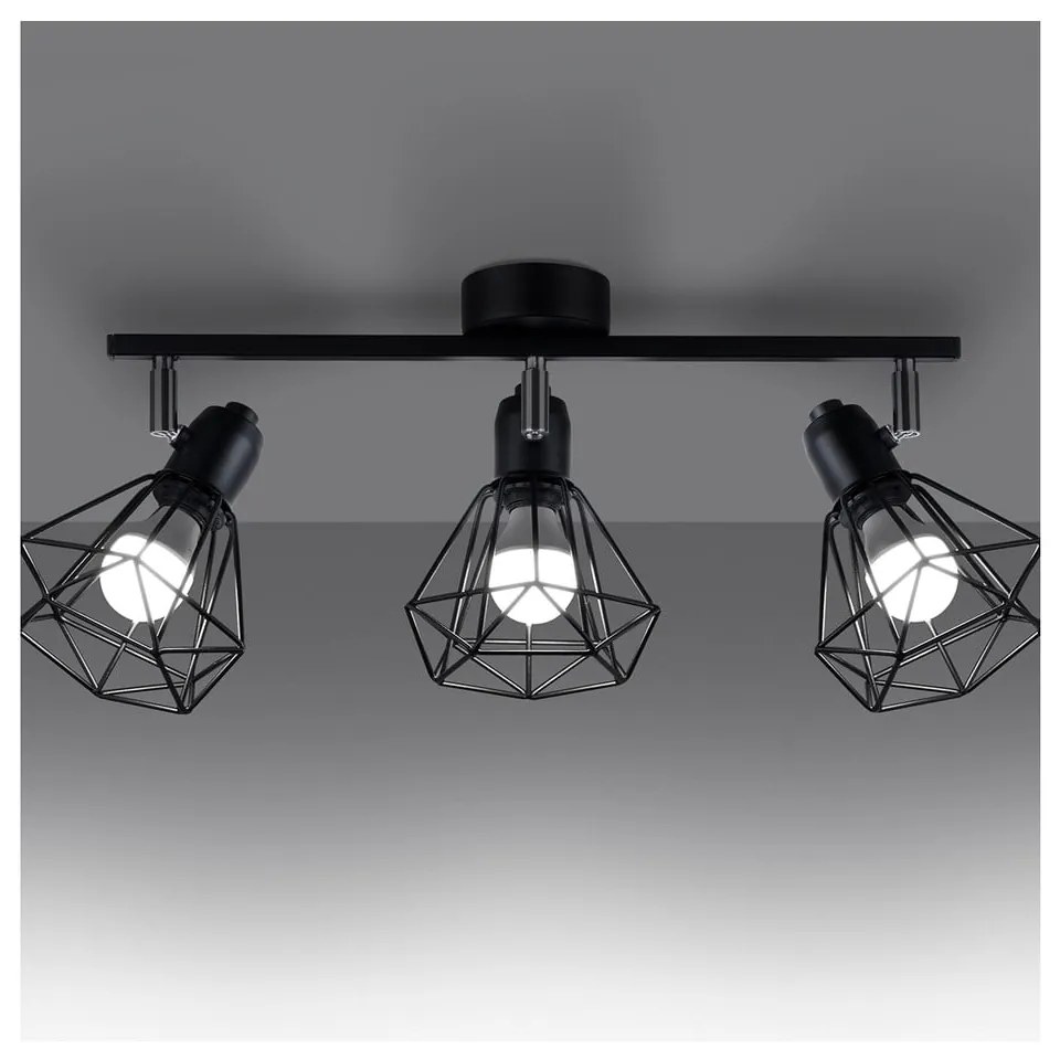 Черна лампа за таван ø 10 cm Varpu - Sollux