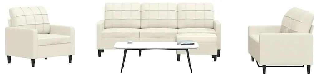 3278369 vidaXL Комплект дивани от 4 части с възглавници, кремав, кадифе