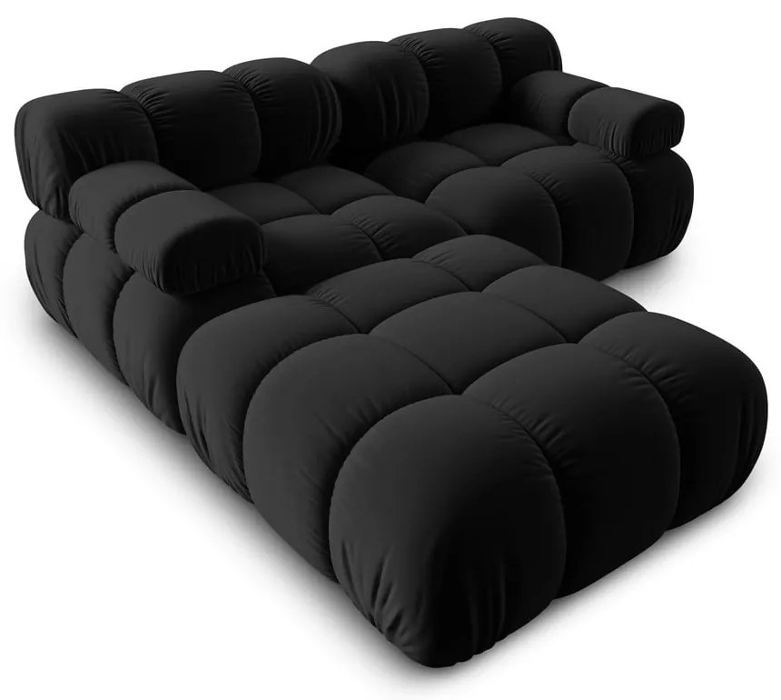 Черен ъглов диван от кадифе Bellis - Micadoni Home