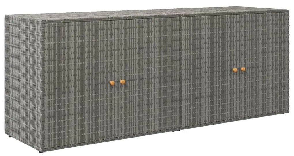 319871 vidaXL Градински шкаф за съхранение сив 198x55,5x80 см полиратан