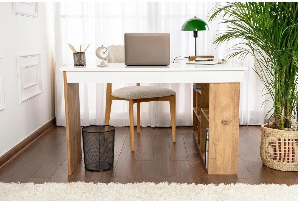 Работна маса с боров декор 120x130 cm Vesper – Kalune Design