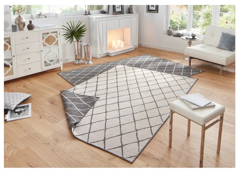 Сив и кремав килим на открито , 80 x 150 cm Malaga - NORTHRUGS