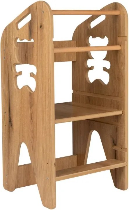 Детски кухненски помощник - безопасна учебна кула с регулируема височина medveď