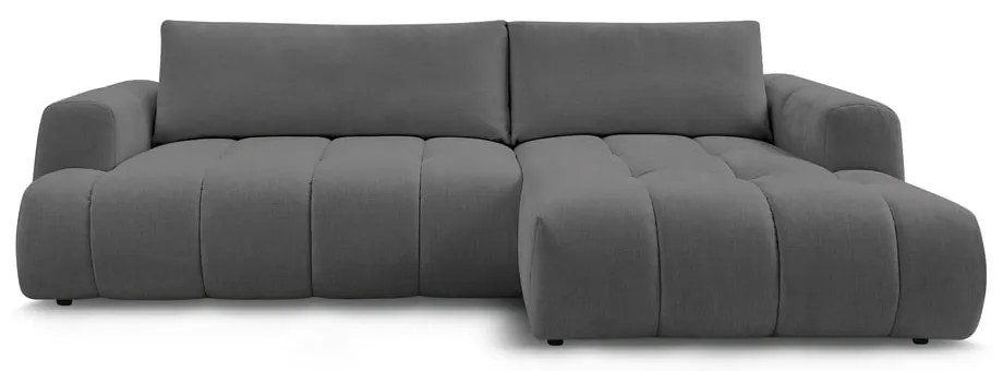 Тъмносив сгъваем/с място за съхранение ъглов диван (десен ъгъл) Fuji – Bobochic Paris