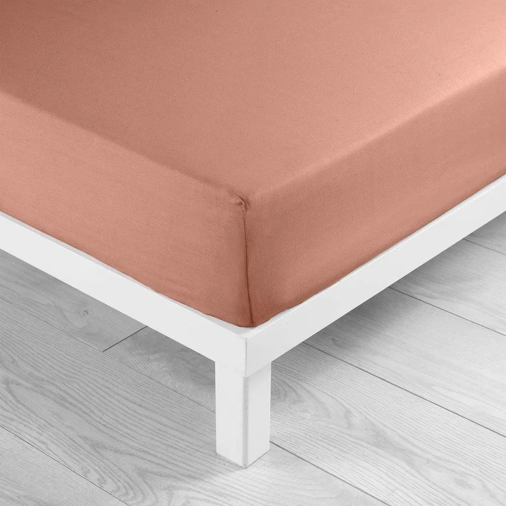 Еластичен памучен чаршаф в цвят сьомга 180x200 cm Lina – douceur d'intérieur