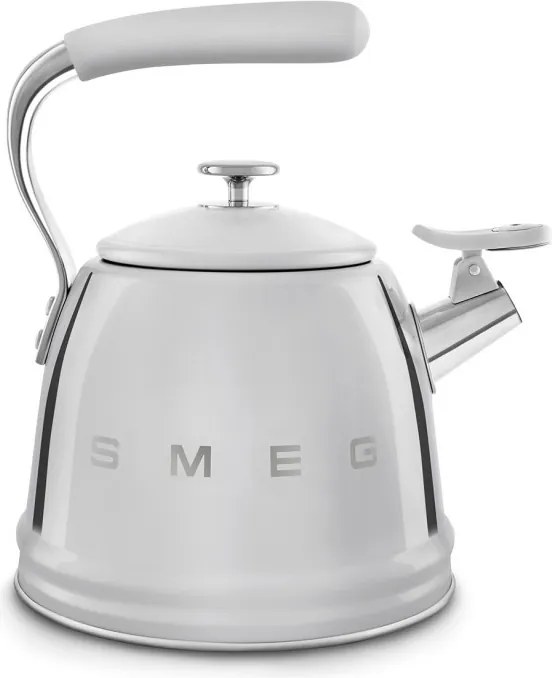 Свирещ чайник Smeg WKF01SS, 2.3 л,Индукция, Ненагряваща се дръжка, Стомана, Сребрист