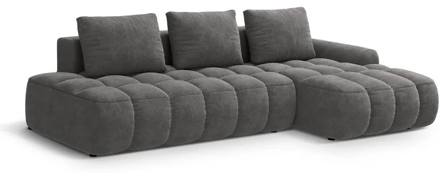 Сив кадифен сгъваем/с място за съхранение ъглов диван (десен ъгъл) Linz – Cosmopolitan Design