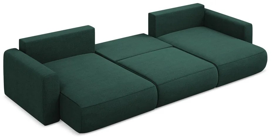 Зелен разтегателен ъглов диван с място за съхранение (U форма) Kapua – Makamii