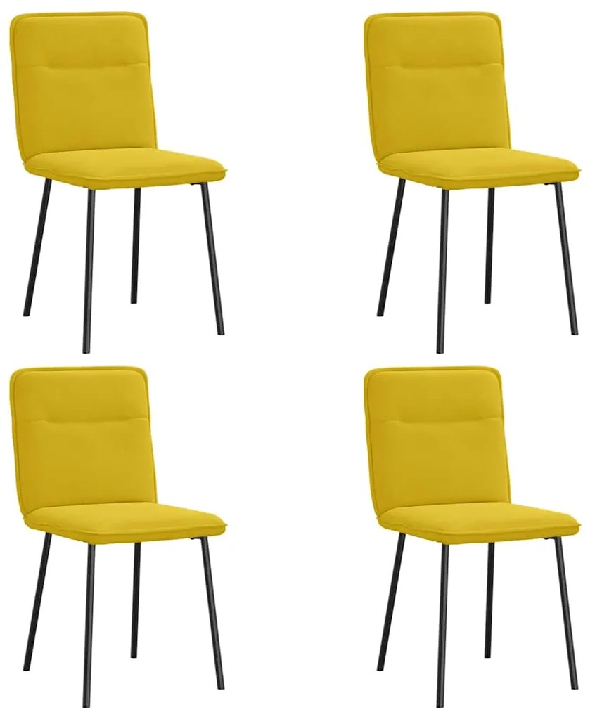 3315316 vidaXL Трапезни столове, 4 бр, жълти, кадифе