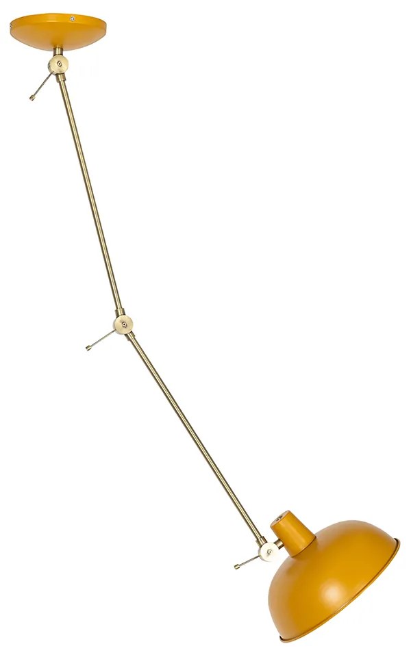 Ретро таванна лампа жълта с бронз - Милу