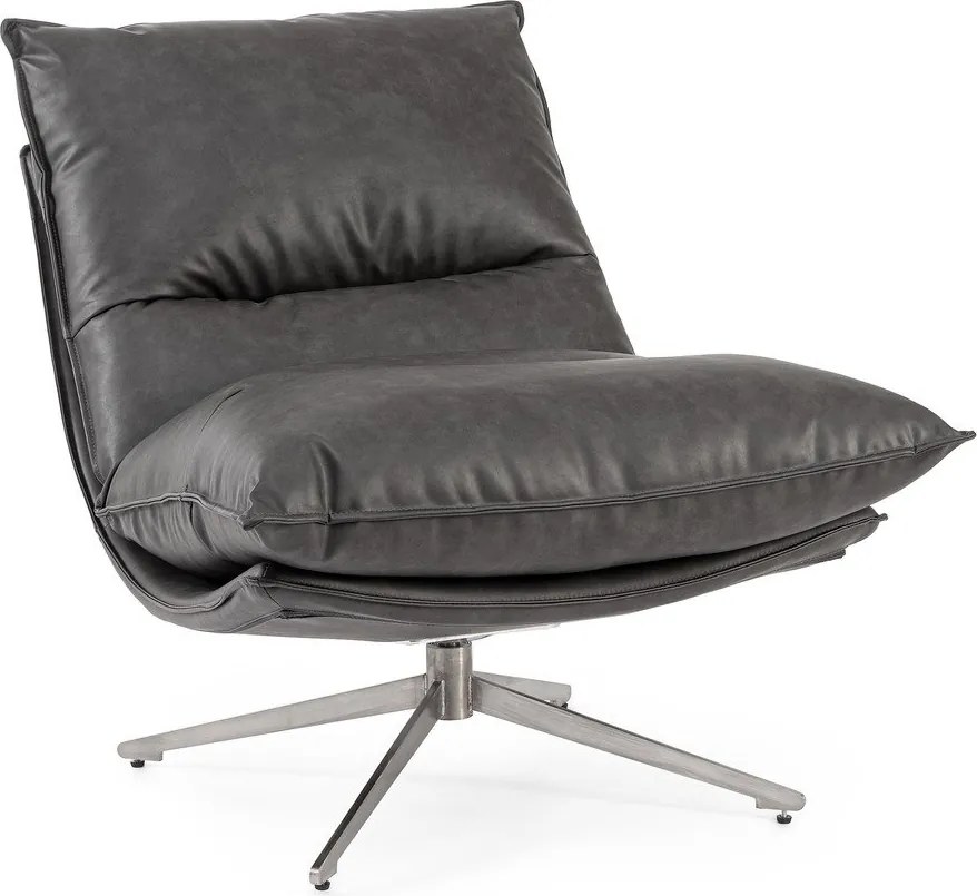 Тъмносиво кресло с място за съхранение от изкуствена кожа Alanez – Bizzotto