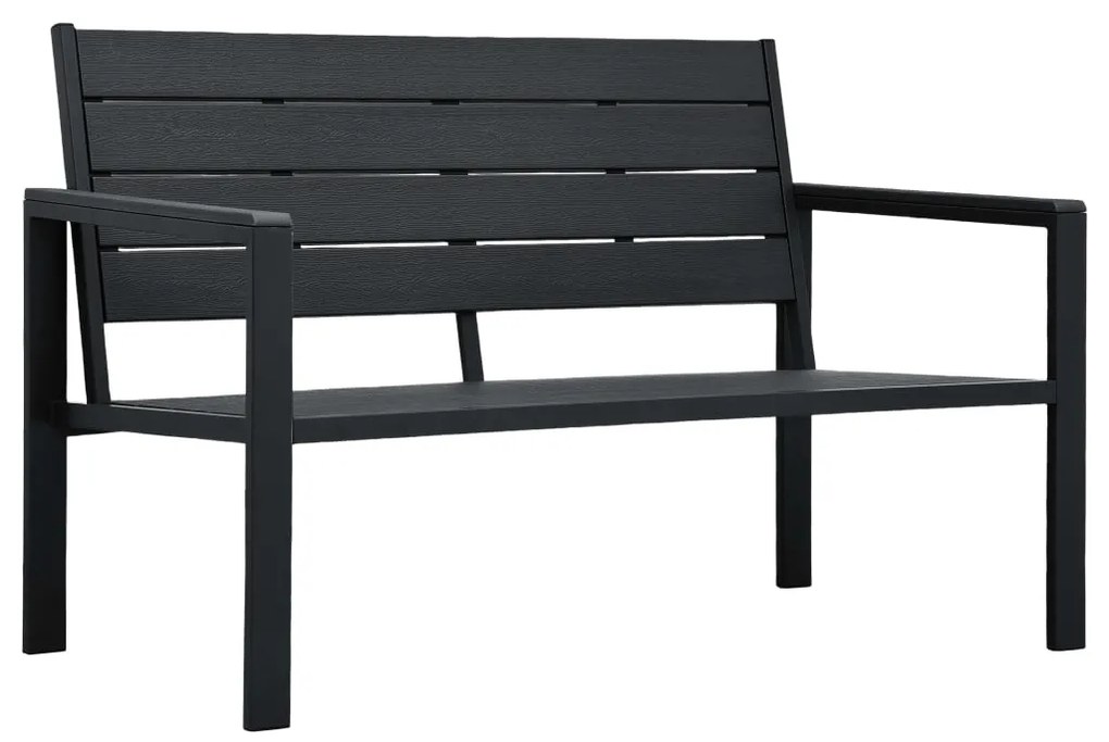 Sonata Градинска пейка, 120 cм, HDPE, черна, имитация на дърво