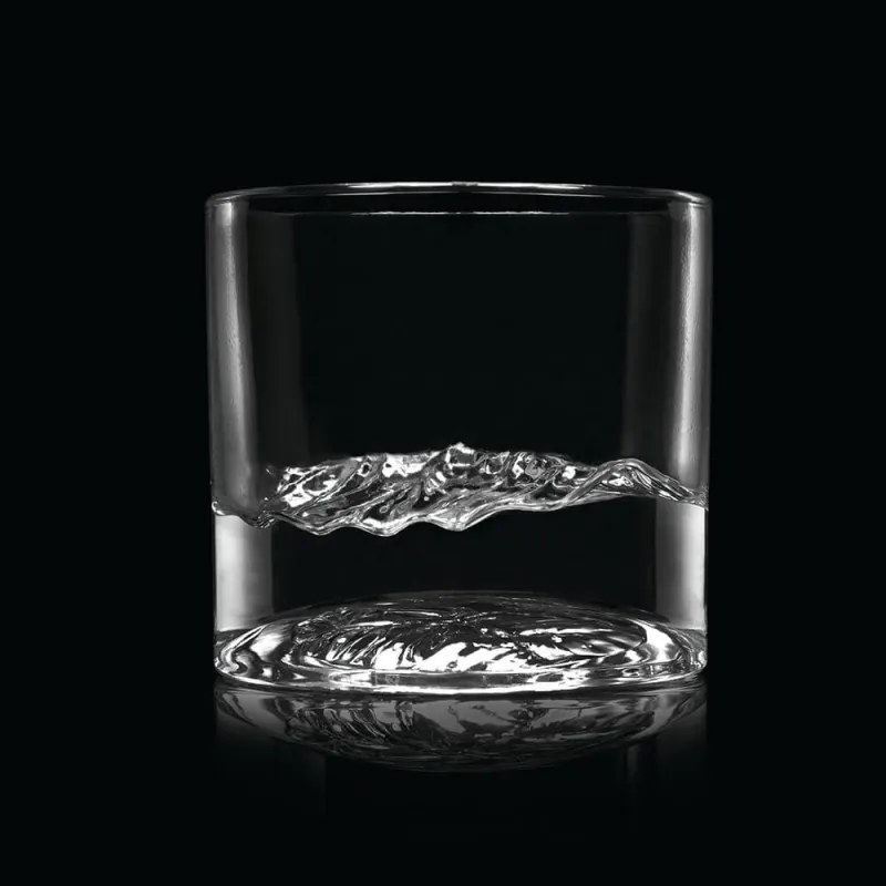 Комплект чаши за уиски LIITON 1009931 Smoky Mountain, 230 мл, 2 бр, Удебелени стени, 3D дъно с форма планина Грейт Смоуки, Прозрачен