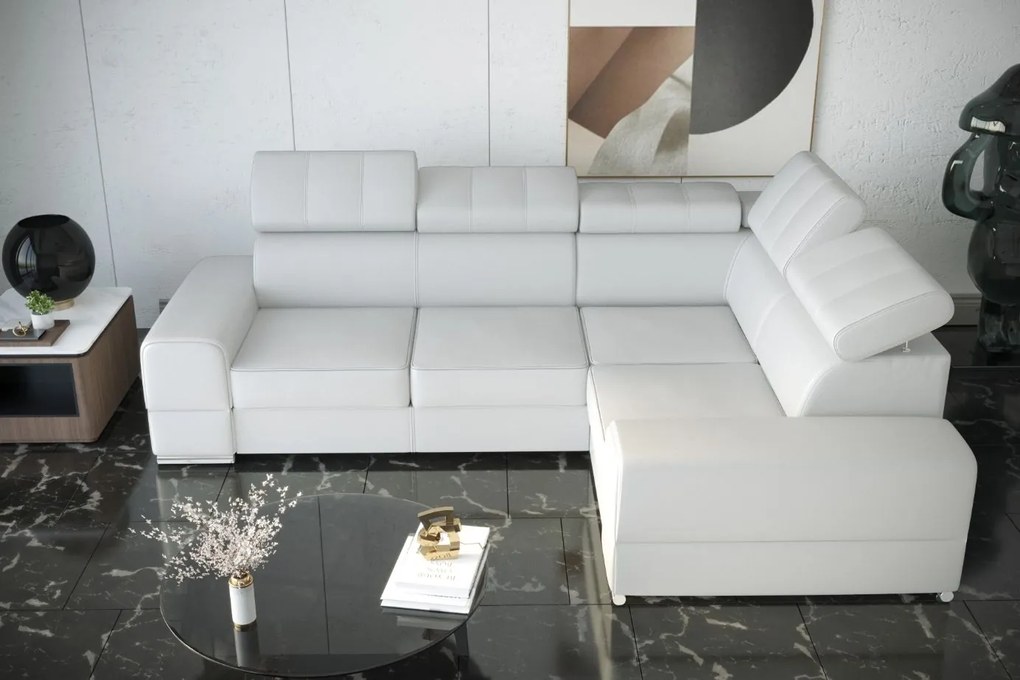 Ъглов диван Fred II Eco LTHR-Leuko-Десен