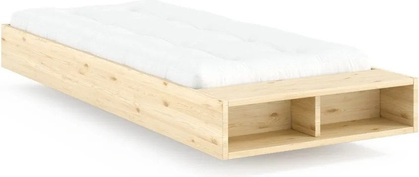 Единично легло 90x200 cm от масивен бор без табла с включена подматрачна рамка в естествен цвят Merge – Karup