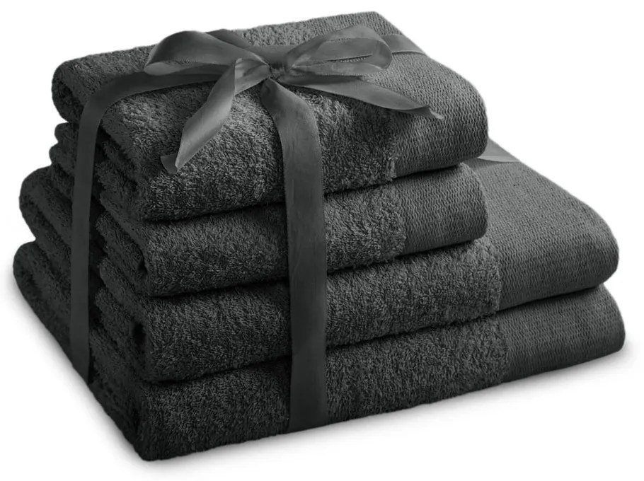 Тъмносиви памучни хавлии и кърпи за баня в комплект от 4 бр. от тери Amari – Restilo