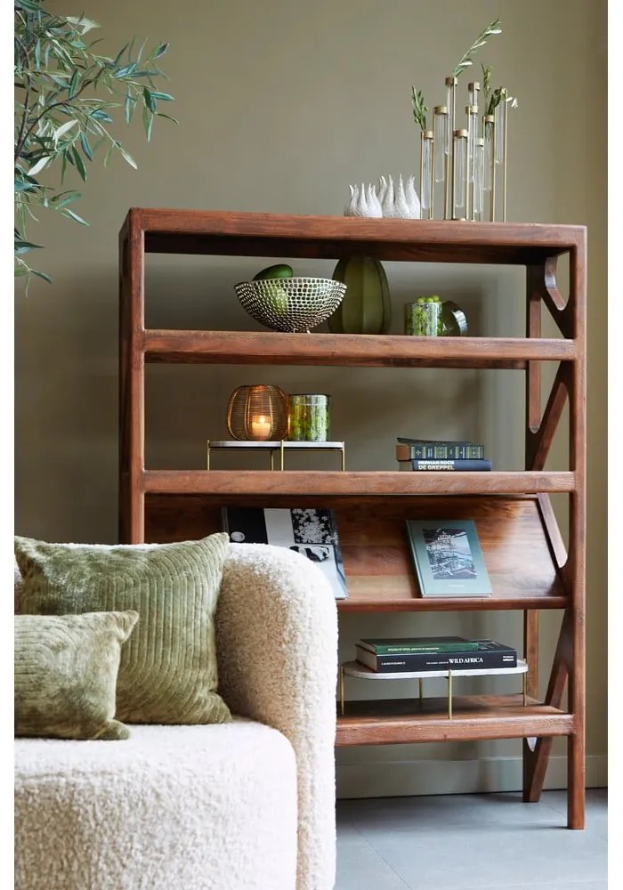 Кафява етажерка от масивна акациева дървесина 120x160 cm Yuki - Light &amp; Living