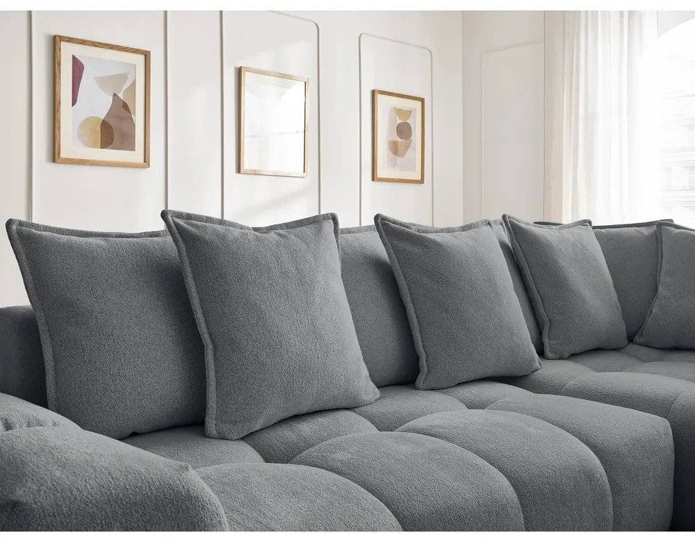 Тъмносив шенилов сгъваем/с място за съхранение ъглов диван (десен ъгъл/L форма) Everest – Bobochic Paris